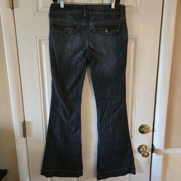 Decree Jeans Junior Womens Flare Dark Wash Size 5 Denim Y2K 90s Bootcut Vintage - Picture 2 of 7